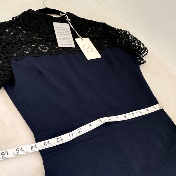 1901 Peter Pan Collar Short Sleeve Back Zip Fit-Flare Lace Mini Dress Size XS - Picture 9 of 13